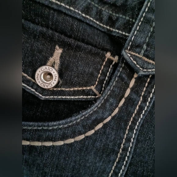 Cato Bootcut Jeans Size 16 Embroidered Back Flap Pockets Dark Wash Casual - Picture 4 of 6